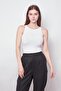Women's Lycra Cotton Fabric Halter Neck Sleeveless Thick Strap Blouse Body-White - 4