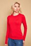 Crew Neck Long Sleeve Lycra Stylish Fabric Blouse Body-Red - 5
