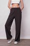 Linen High Waist Elastic Waist Side Pocket Wide Leg Trousers - Black - 5