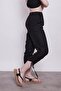 Comfortable Pants with Invisible Viscose Poplin, Elastic Waist, Pockets and Gathered Legs - Black - 4