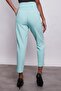 High Waist Belted Stylish Fabric Trousers with Pleats and Button Detail - Mint - 6