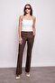 Thick Belted Pocketed Spanish Wide Leg L Stretch Fabric Fabric Trousers - Brown - 2