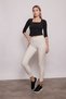 Power Strech Stretch Fabric Slim Fit High Waist Elastic Waist Ankle Length Trousers-Stone