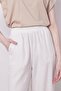 Linen High Waist Elastic Waist Wide Leg Pants with Side Pockets -White - 5