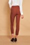 Thick Belted Ornamental Pocket Ankle Length Stretch Fabric Fabric Trousers-Dark Tan - 6