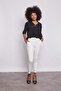 High Waist Thick Belted Pockets Narrow Leg Ankle Length Cotton Stretch Fabric Fabric Trousers-Cream