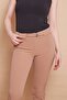 Thick Belted Lycra Ankle-Length Fabric Trousers with D Buckle -Camel - 3