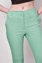 High Waist Thick Belted Pockets Narrow Leg Ankle Length Cotton Stretch Fabric Fabric Trousers -Mint - 7