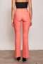 Thick Belted Pocketed Spanish Wide Leg L Stretch Fabric Fabric Trousers-Coral - 3