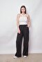 100% Iyocell Flowy Stylish Fabric High Waist Elastic Waistband Side Pockets Wide Leg Pants - Black - 4