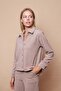 Women's Lycra Corduroy Collared Long Sleeve Shirt with Side Slits (Jument 40088 for Pants)-Be - 3