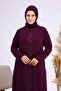 Women's Hijab Rhinestone Siphon Evening Dress Suit Plum - 4