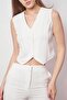 Women's Lycra Crepe Fabric Short Vest with Back D Buckle-Cream - 6