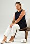Women's Shirt with Hijab Inside Tunic Large Size Long Navy Blue - 8
