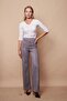 Palazzo High Waist Front Stitched Wide Leg Lightweight Lycra Suede Fabric Trousers-Gray - 2