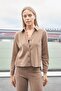 Women's Lycra Corduroy Collared Long Sleeve Shirt with Side Slits (Jument 40088 for Pants)-Ca - 2