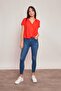 Lycra-Free Stylish Fabric Collar Off-Shoulder Pleated Front Shirt-Orange