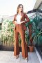 Women's High Waist Pocket Flared Leg Front Stitched Lightweight Lycra Fabric Trousers (Jacket Code Jument 3008
