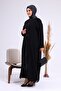 Women's Hijab Rhinestone Siphon Evening Dress Suit Black - 6