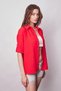 Women's Linen Off-Shoulder Collar Capri Sleeve Epaulet Shirt - Dark Coral - 2