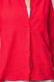 Women's Linen Off-Shoulder Collar Capri Sleeve Epaulet Shirt - Dark Coral - 7
