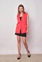 Women's Collared Pocket Covered Lightweight Lycra Woven Fabric Oversize Blazer Vest-Coral - 3