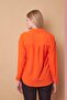 Women's Collared Off-Shoulder Long Sleeve Lycra Free Fabric Shirt-Orange - 2