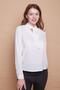 Hakim Collar Tie-Up Long Sleeve Light Shiny Stylish Shirt Fabric Blouse-Cream - 3