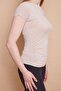 Stretch Fabric Crepe Fabric Boat Neck Off-Shoulder Stylish Blouse-Beige - 5