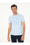 Light Blue Slim Fit Crew Neck T-Shirt 50284843-Vr003 - 3