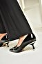 T820055208 Black Patent Leather Low Thin Heeled Women's Shoes