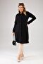 Women's Large Size Rhinestone Ayrobin Gomlek Tunik Black - 4
