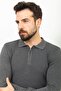 Checked Slim Fit Zippered Polo Collar Men's Knitwear Sweater Anthracite - 11367.22K - 4