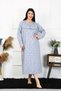 Fashion Line Women Large Size Long Sleeve Indigo Mother Nightgown 1366 - 6
