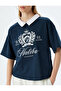Polo Neck T-Shirt College Printed Short Sleeve - 5