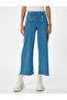High Waist Wide Leg Jeans Button Detailed Culotte Jeans - 3