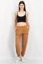 Women Regular Fit High Waist Textured Trouser Pants, Brown - 4
