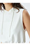 Three Thread Non-Shardon Hooded Cotton Sleeveless Crop Sweatshirt - 5