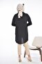 Women's Plus Leaf Printed Large Size Hijab Shirt Black - 7