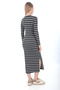 Women's Crew Neck Striped Camisole Slit Long Knit Dress Anthracite - 7