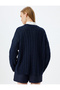 Oversize Sweater Crew Neck Knitwear Textured Hair Knit - 4
