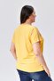 Women's Large Size Yellow Blouse with Mesh Detail - 6