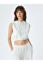 Three Thread Non-Shardon Hooded Cotton Sleeveless Crop Sweatshirt - 3