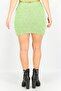 Women Textured Knitted Mini Skirt, Light Green - 3