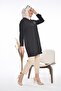 Women's Plus Leaf Printed Large Size Hijab Shirt Black - 6