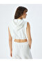 Three Thread Non-Shardon Hooded Cotton Sleeveless Crop Sweatshirt - 4