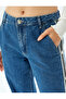 Straight Leg Jeans Stripe Detailed Buttoned Regular Waist Cotton - Longer Straight Jeans - 5