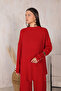 Red Sleeve Buttoned Knitwear Suit 32-7006 - 5
