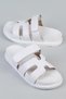 Isodora Women's Slippers with Strap and Buckled, White Leather
