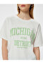College Printed Oversize Crew Neck T-Shirt - 5